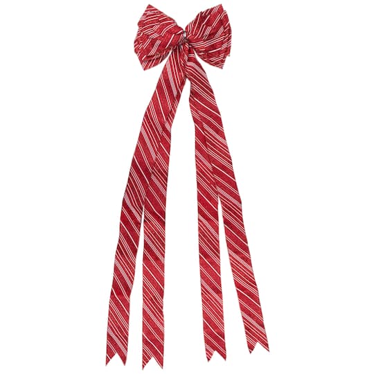 48" x 10" Red and White Striped 16 Loop Christmas Bow Decoration By Northlight | Michaels®